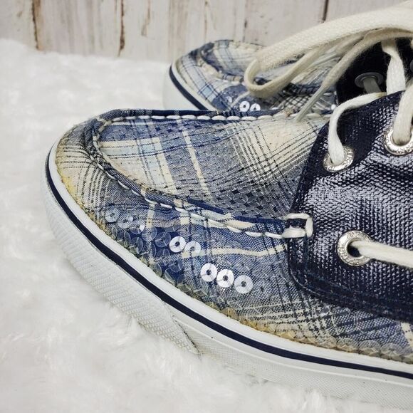 Sperry Topsider Shoes Sequin Blue Size 9.5 - Picture 6 of 11